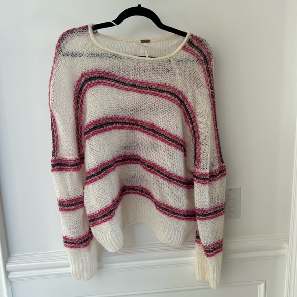 free people sweater- pink, burgundy and cream - Picture 1 of 1